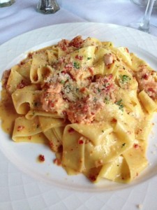 Fresh Salmon with pasta and a decadent cream sauce