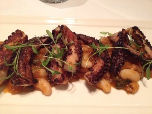  Grilled octopus with fresh vegetable marinati in a spicy vinaigrette