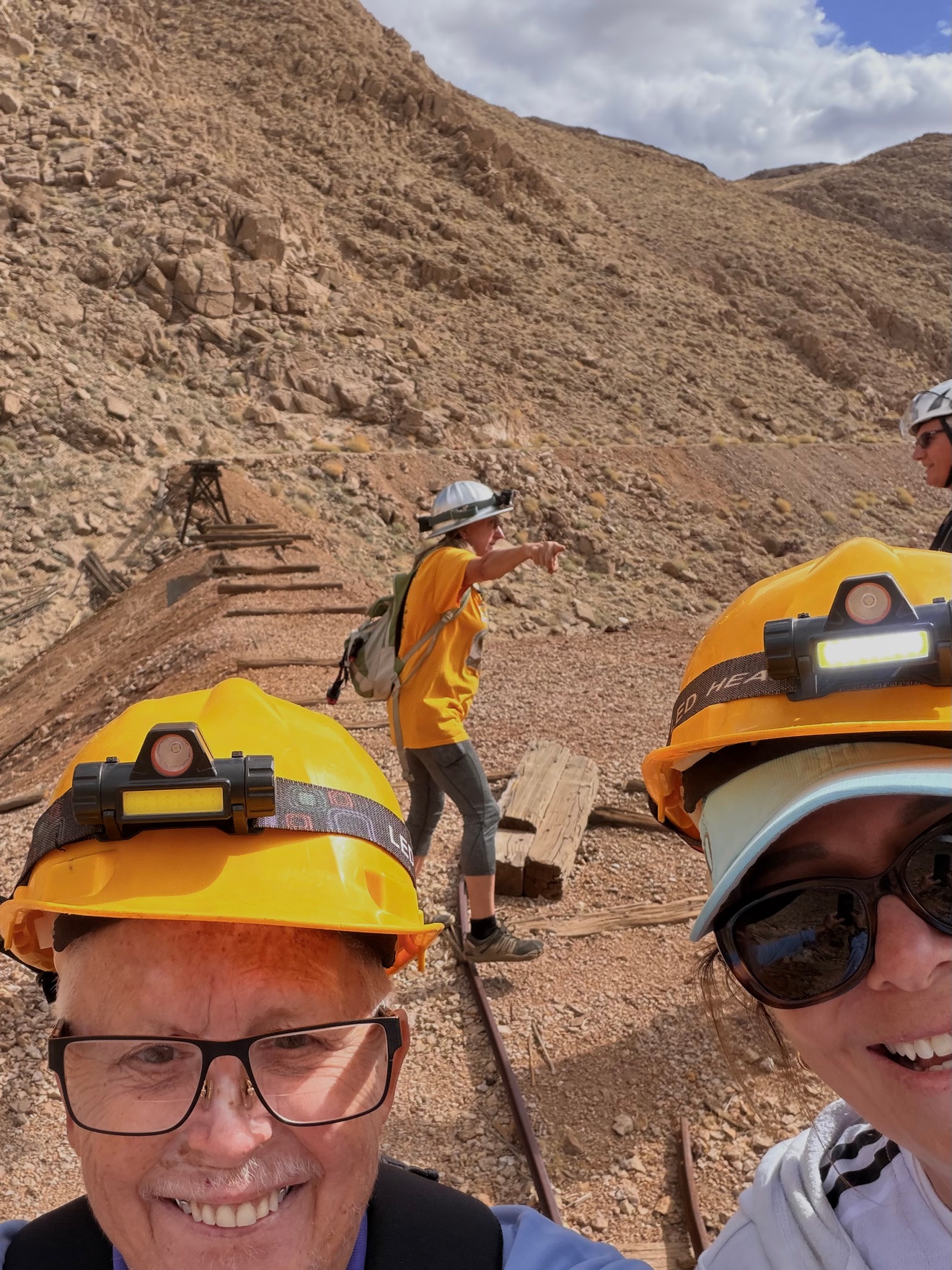 Underground with our guide at Tecopa Mine Tours