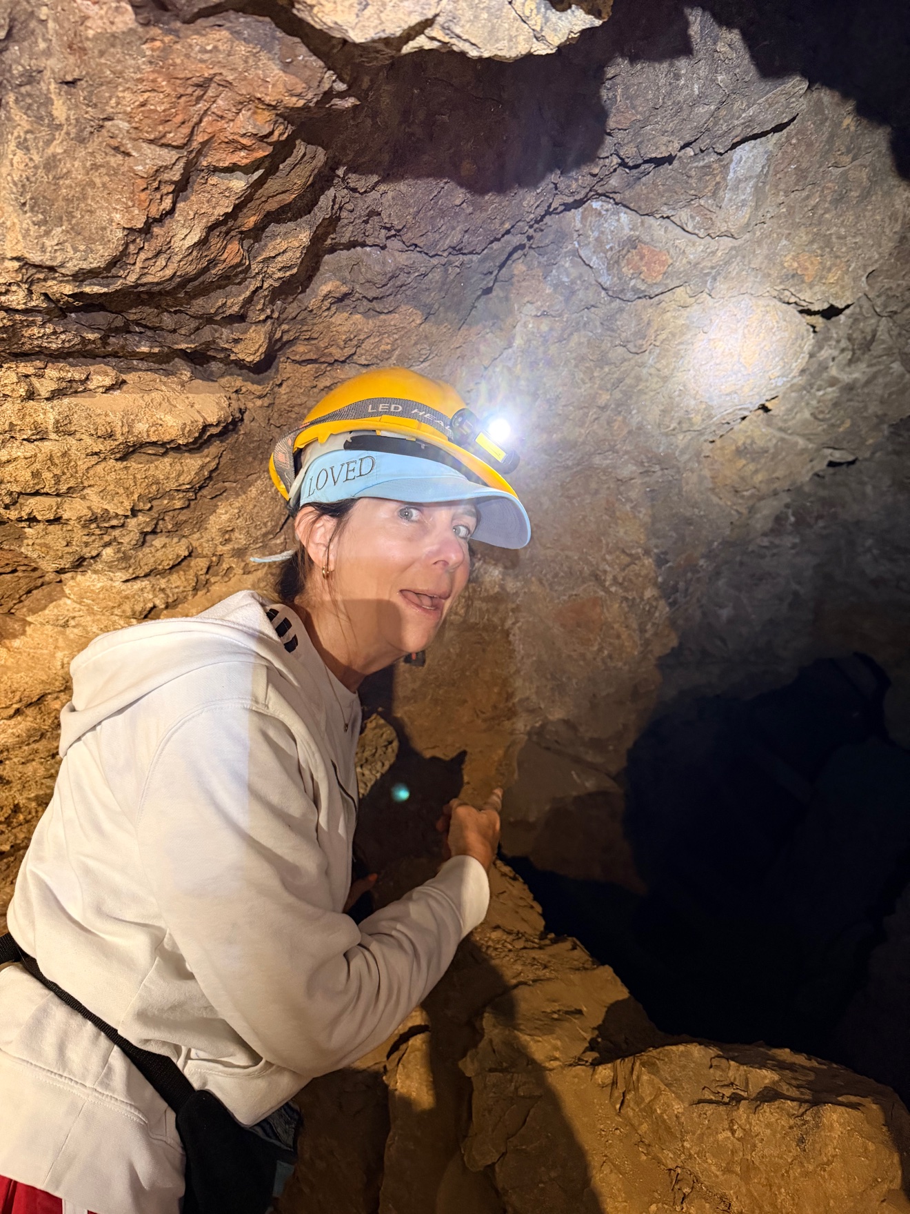 Peering into one of the mine's old stopes